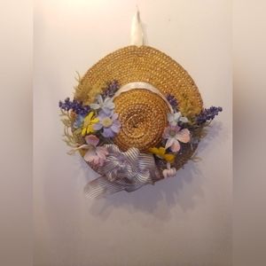 Wicker Wall Decor Floral Strawhat